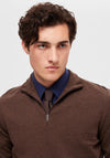 Selected Homme Berg Half Zip Sweater, Demitasse Melange