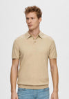 Selected Homme Berg Knit Polo Shirt, Kelp Melange