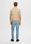 Selected Homme Berg Knit Polo Shirt, Kelp Melange