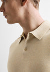 Selected Homme Berg Knit Polo Shirt, Kelp Melange