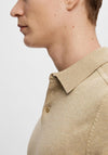 Selected Homme Berg Knit Polo Shirt, Kelp Melange