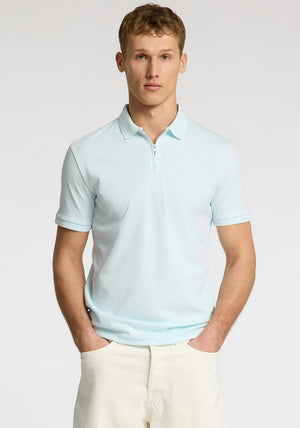 Selected Homme Zip Polo Shirt, Light Blue