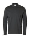 Selected Homme Paris Long Sleeve Polo Shirt, Dark Grey