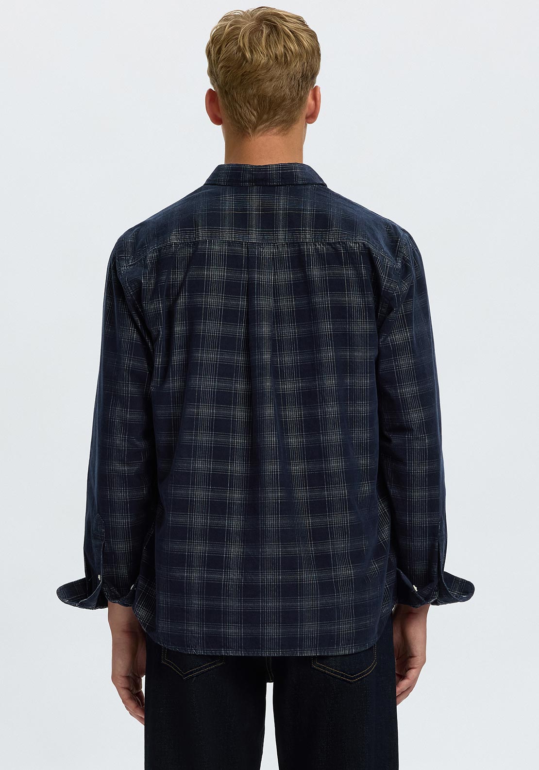 Selected Homme Claus Slim Fit Cord Check Shirt, Navy Multi