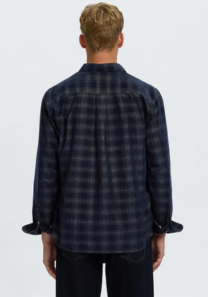 Selected Homme Claus Slim Fit Cord Check Shirt, Navy Multi