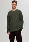 Selected Homme Neil Speckled Knit Jumper, Forest Green