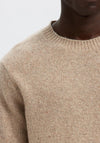 Selected Homme Neil Speckled Knit Jumper, Beige