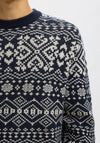 Selected Homme Jacquard Knit Jumper, Navy Multi