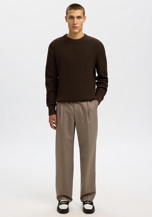 Selected Homme Tom Structure Knit Jumper, Brown