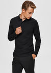 Selected Homme Paris Long Sleeve Polo Shirt, Black
