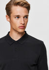 Selected Homme Paris Long Sleeve Polo Shirt, Black