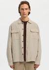 Selected Homme Leroy Linen Blend Overshirt, Beige