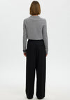 Selected Femme Thea Merino Wool Knit Polo Top, Grey