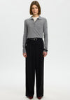 Selected Femme Thea Merino Wool Knit Polo Top, Grey