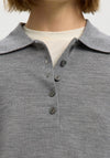 Selected Femme Thea Merino Wool Knit Polo Top, Grey