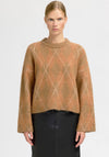 Selected Femme Lulu Brushed Argyle Knit Jumper, Tan