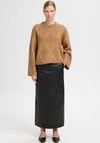 Selected Femme Lulu Brushed Argyle Knit Jumper, Tan