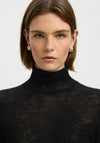 Selected Femme Wendy Merino Wool Roll Neck Top, Black