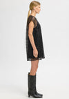 Selected Femme Flaren Sequin Mesh Grid Mini Dress, Black