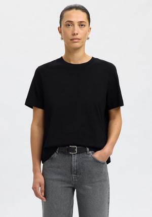 Selected Femme Basic Boxy Fit T-Shirt, Black