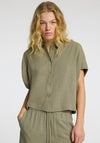 Selected Femme Viva Linen Blend Short Sleeve Shirt, Green