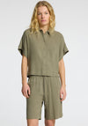 Selected Femme Viva Linen Blend Short Sleeve Shirt, Green
