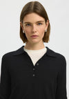 Selected Femme Thea Merino Wool Knit Polo Top, Black