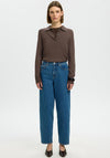 Selected Femme Thea Merino Wool Knit Polo Top, Brown