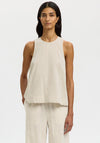 Selected Femme Luisa Linen Blend Sleeveless Top, Beige