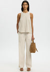 Selected Femme Luisa Linen Blend Sleeveless Top, Beige
