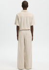 Selected Femme Luisa Wide Leg Linen Trousers, Beige