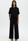 Selected Femme Luisa Wide Leg Linen Trousers, Black