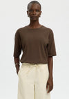 Selected Femme Toledo Knit Short Sleeve Sweater, Brown