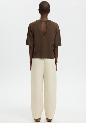 Selected Femme Toledo Knit Short Sleeve Sweater, Brown