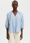 Selected Femme Cleo Alberta Cropped Sleeve Shirt, Blue