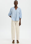 Selected Femme Cleo Alberta Cropped Sleeve Shirt, Blue