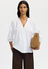 Selected Femme Cleo Alberta Cropped Sleeve Shirt, White