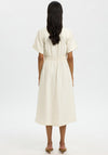 Selected Femme Marie Striped V Neck Midi Dress, Cream