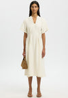 Selected Femme Marie Striped V Neck Midi Dress, Cream