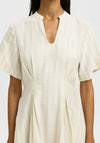 Selected Femme Marie Striped V Neck Midi Dress, Cream