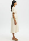 Selected Femme Marie Striped V Neck Midi Dress, Cream