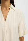 Selected Femme Marie Striped Short Sleeve Blouse, Cream