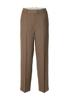 Selected Femme Straight Louse Wool Blend Trousers, Brown