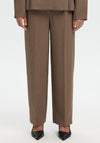 Selected Femme Straight Louse Wool Blend Trousers, Brown