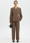 Selected Femme Straight Louse Wool Blend Trousers, Brown