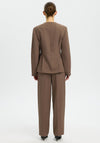 Selected Femme Straight Louse Wool Blend Trousers, Brown