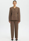 Selected Femme Straight Louse Wool Blend Trousers, Brown