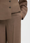 Selected Femme Straight Louse Wool Blend Trousers, Brown