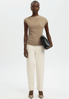 Selected Femme Molly Draped Shoulder Top, Beige