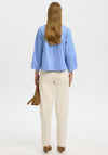Selected Femme Deep V-Neck Striped Blouse, Blue